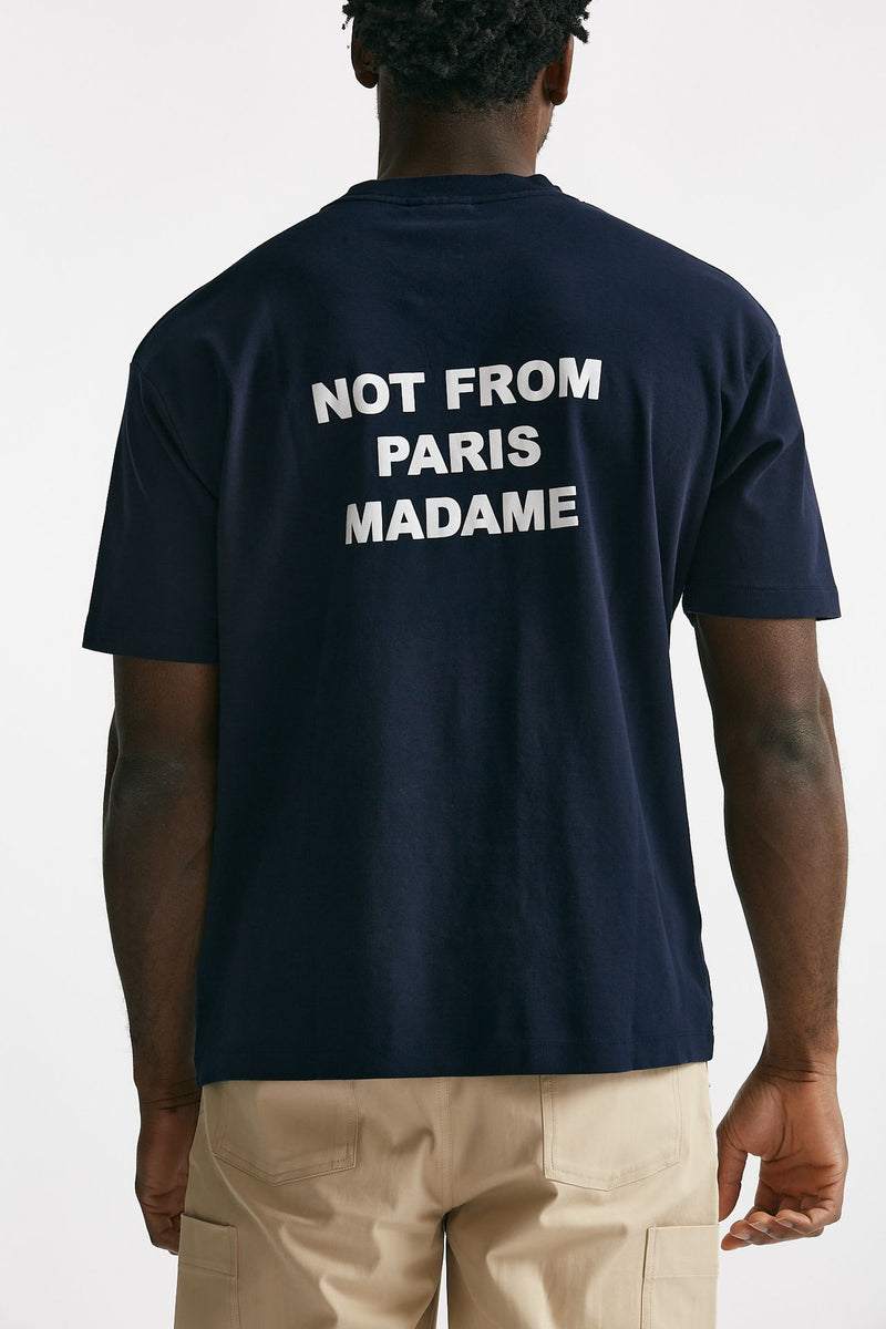 t-shirt slogan in cotone blu men Drôle de monsieur - 3