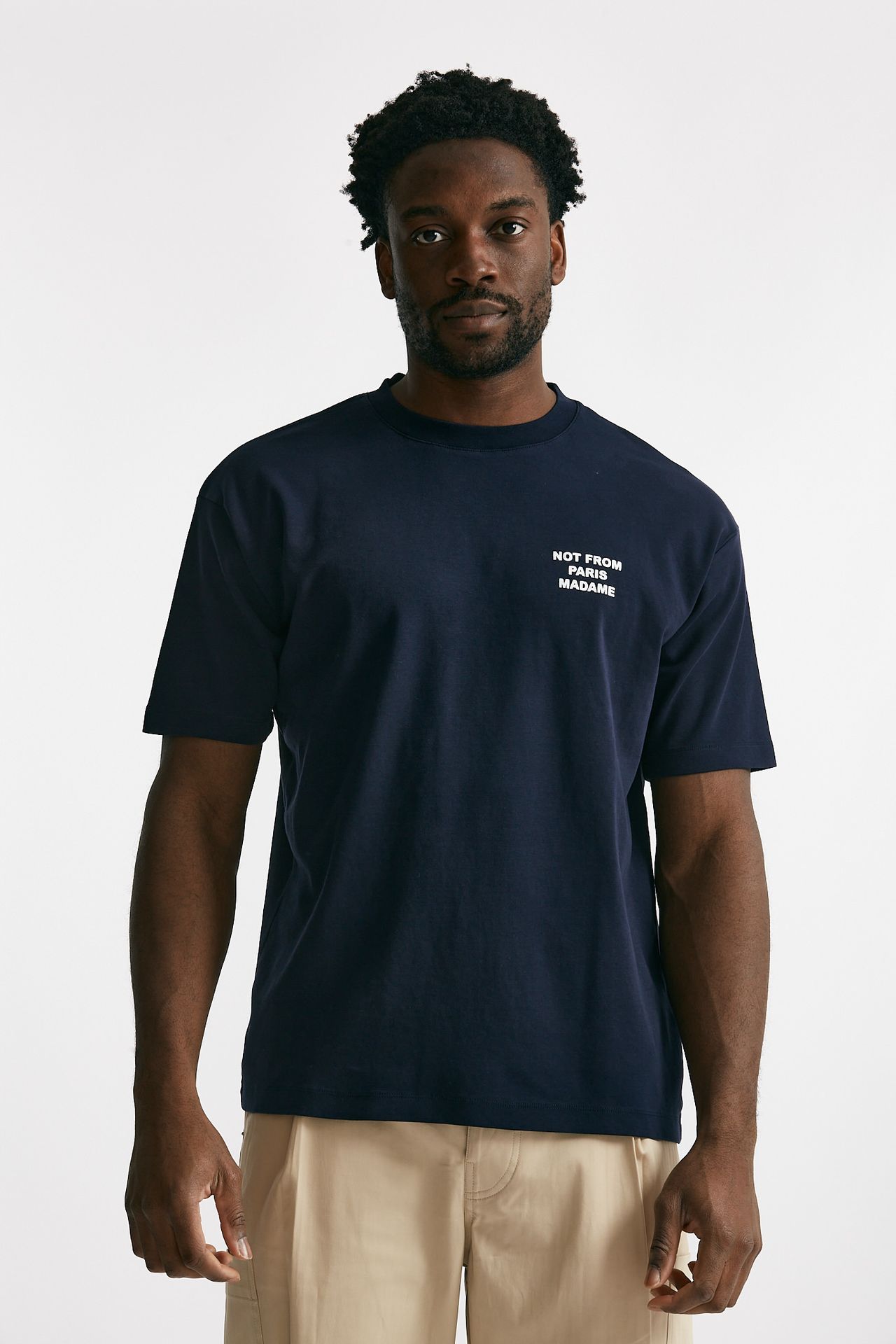 t-shirt slogan in cotone blu men Drôle de monsieur - 1