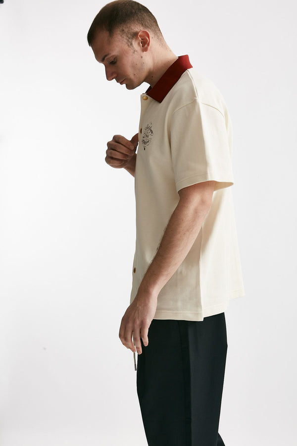 polo vignes in piquet di cotone crema men Drôle de monsieur