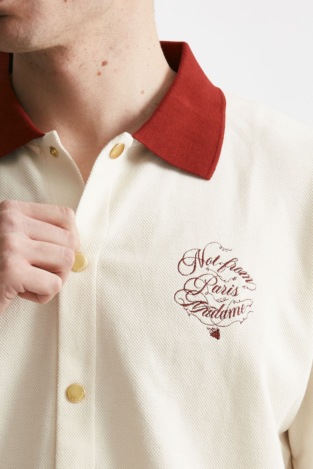 polo vignes in piquet di cotone crema men Drôle de monsieur - 5