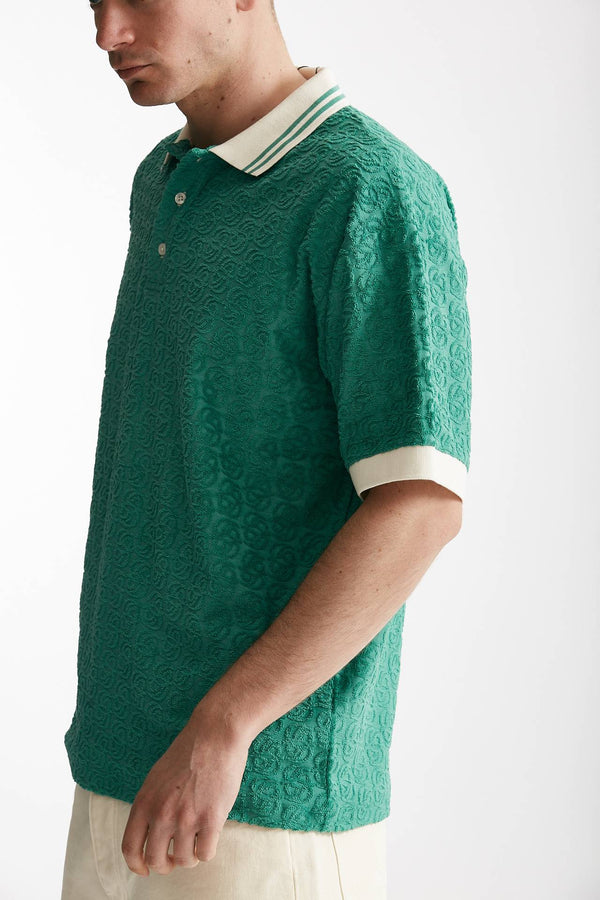 polo in cotone lavorato verde acqua men Drôle de monsieur