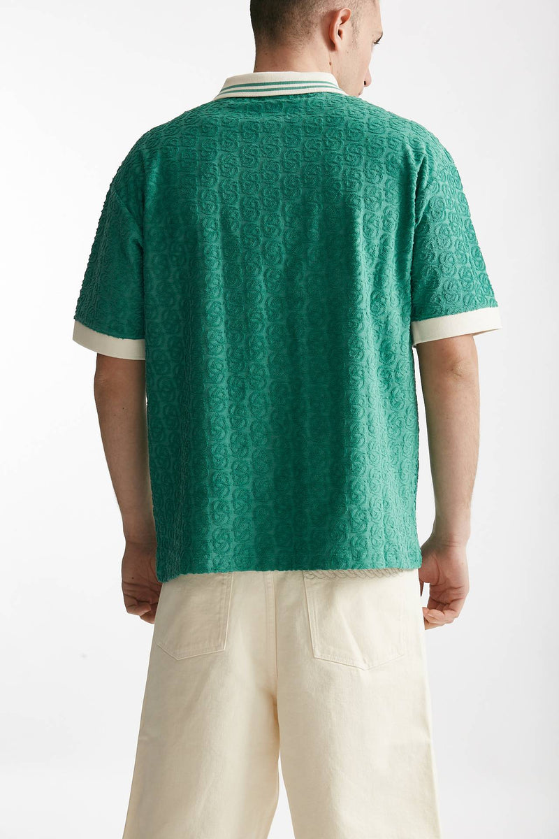 polo in cotone lavorato verde acqua men Drôle de monsieur - 3
