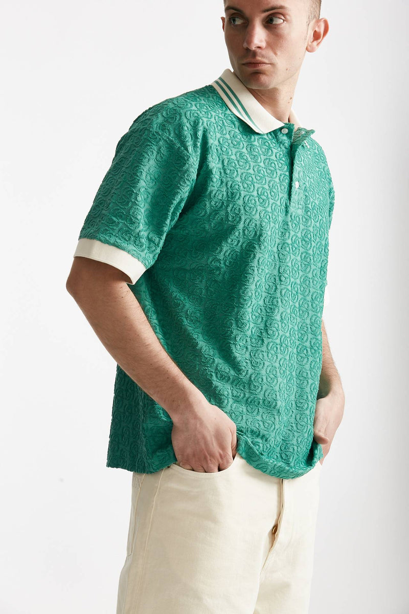 polo in cotone lavorato verde acqua men Drôle de monsieur - 4
