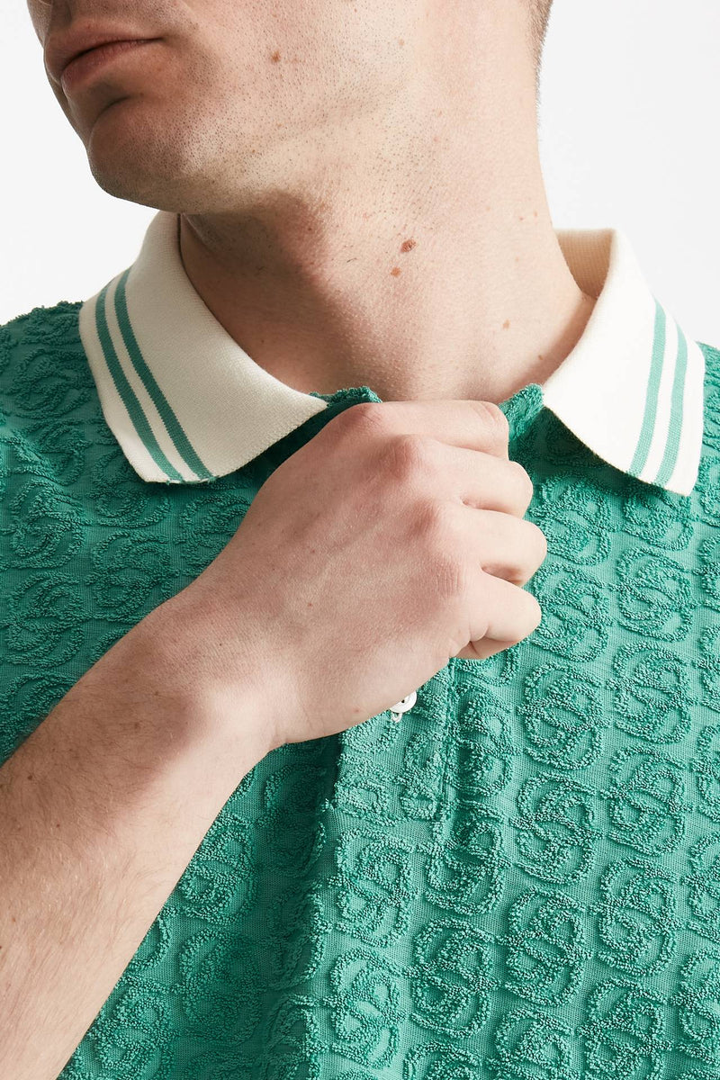 polo in cotone lavorato verde acqua men Drôle de monsieur - 5