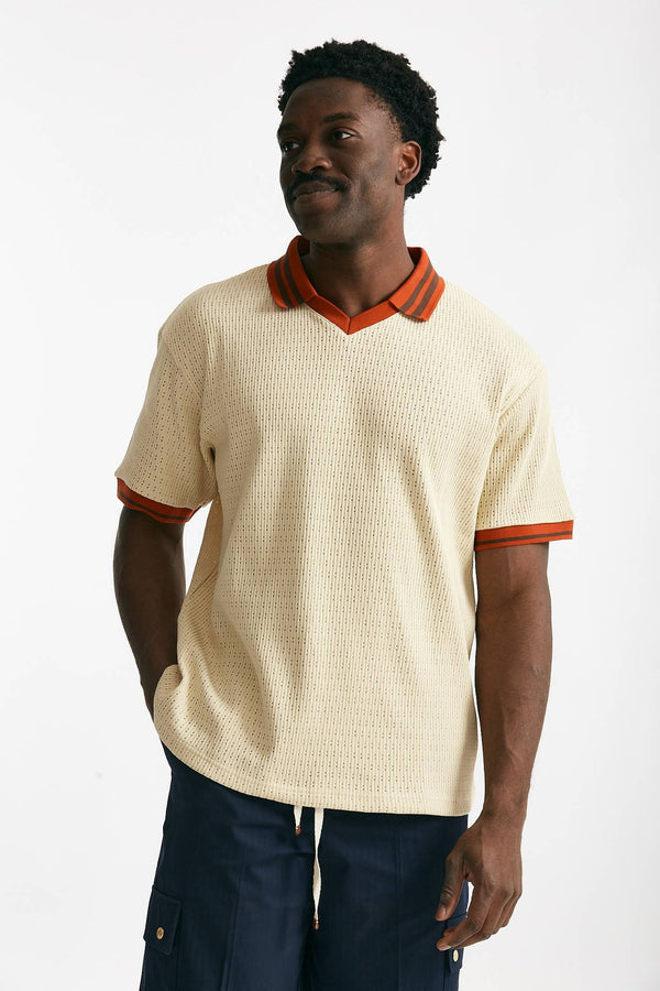 polo in cotone traforato beige men Drôle de monsieur