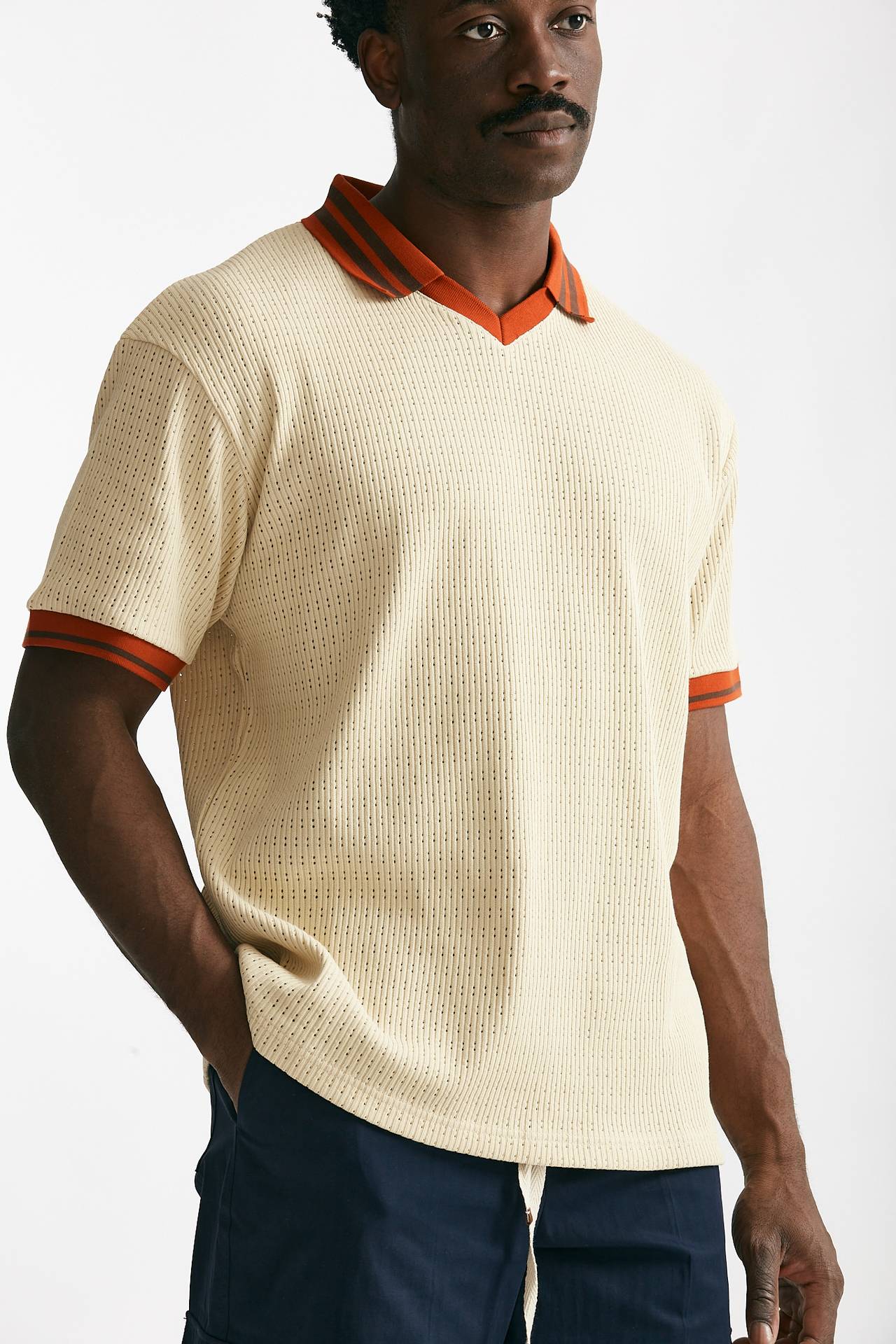 polo in cotone traforato beige men Drôle de monsieur - 4