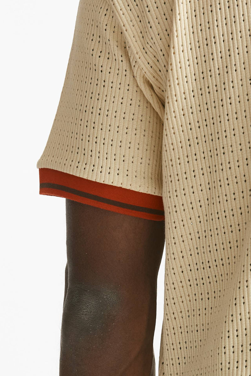 polo in cotone traforato beige men Drôle de monsieur - 6