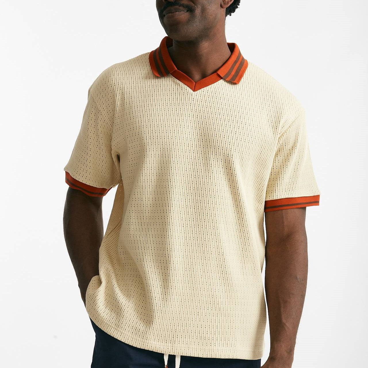 polo in cotone traforato beige men Drôle de monsieur - 7