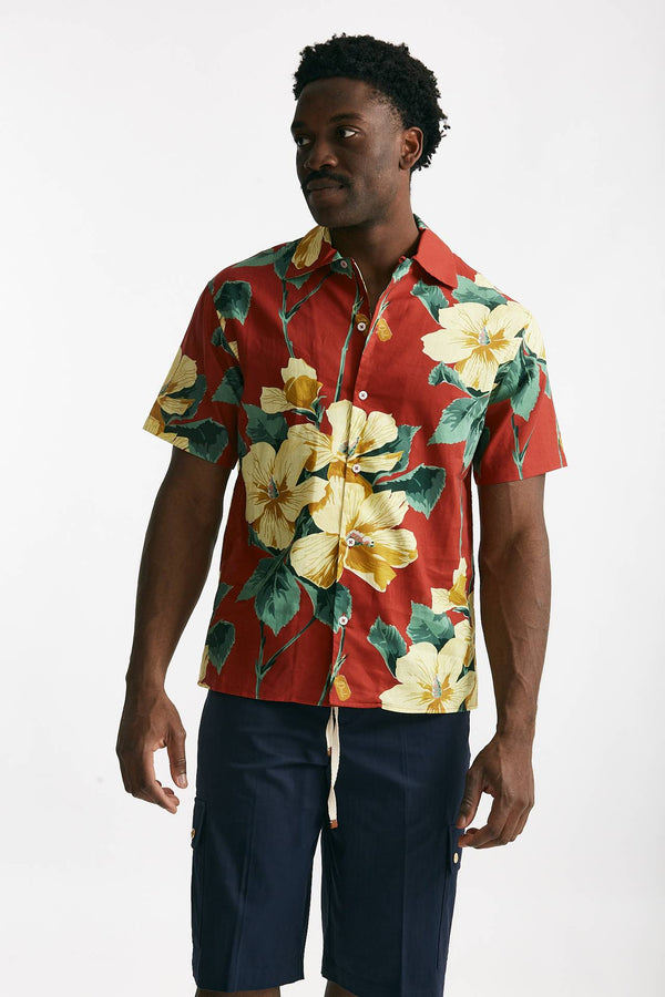 camicia in cotone e lino fantasia men Drôle de monsieur