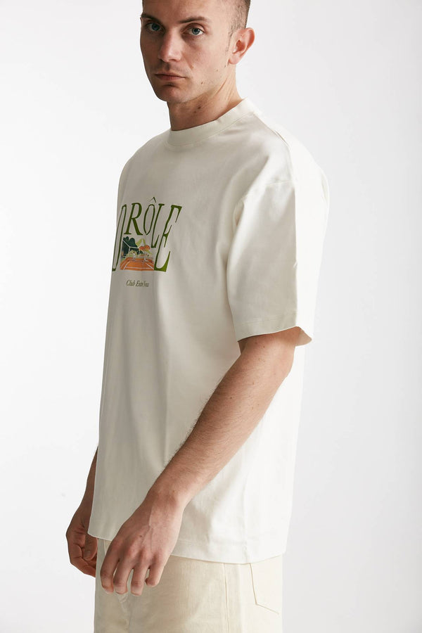 t-shirt in cotone bianco con stampa men Drôle de monsieur