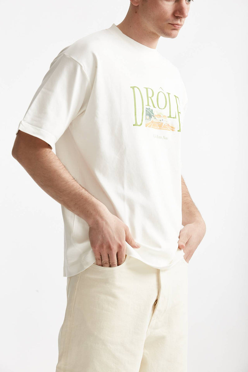 t-shirt in cotone bianco con stampa men Drôle de monsieur - 4