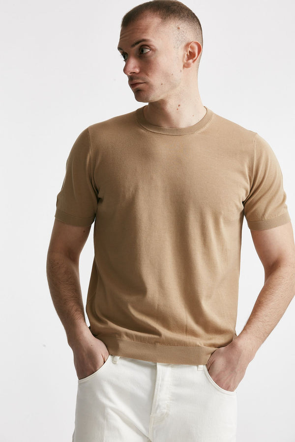 t-shirt in maglia cotone cammello men Drumohr