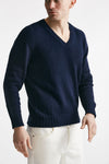 maglia in cotone scollo a v blu men Drumohr - 4