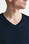 maglia in cotone scollo a v blu men Drumohr - 5