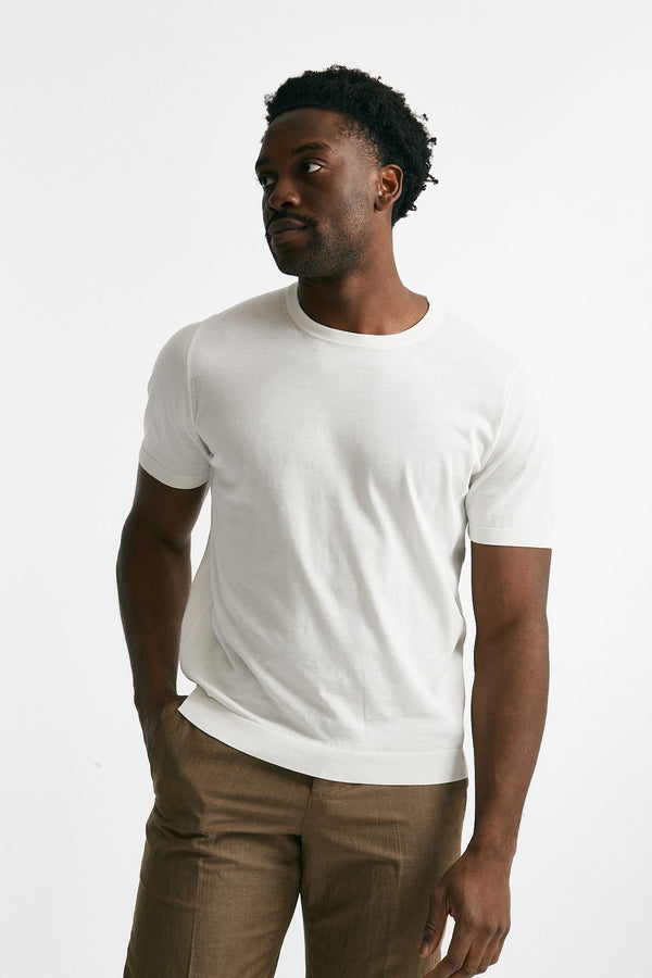 t-shirt in maglia cotone bianco men Drumohr