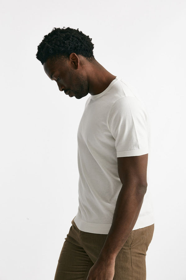t-shirt in maglia cotone bianco men Drumohr