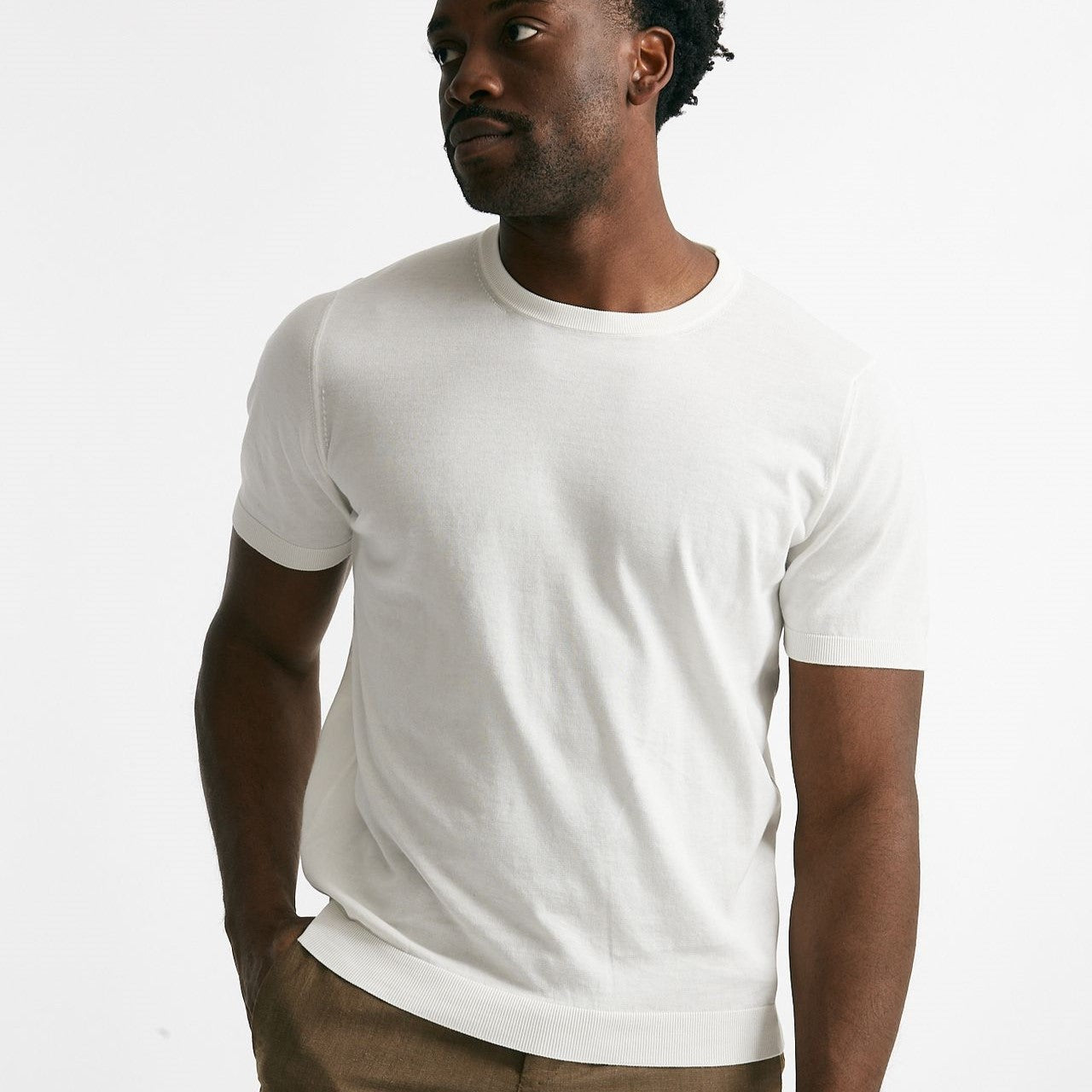t-shirt in maglia cotone bianco men Drumohr - 6