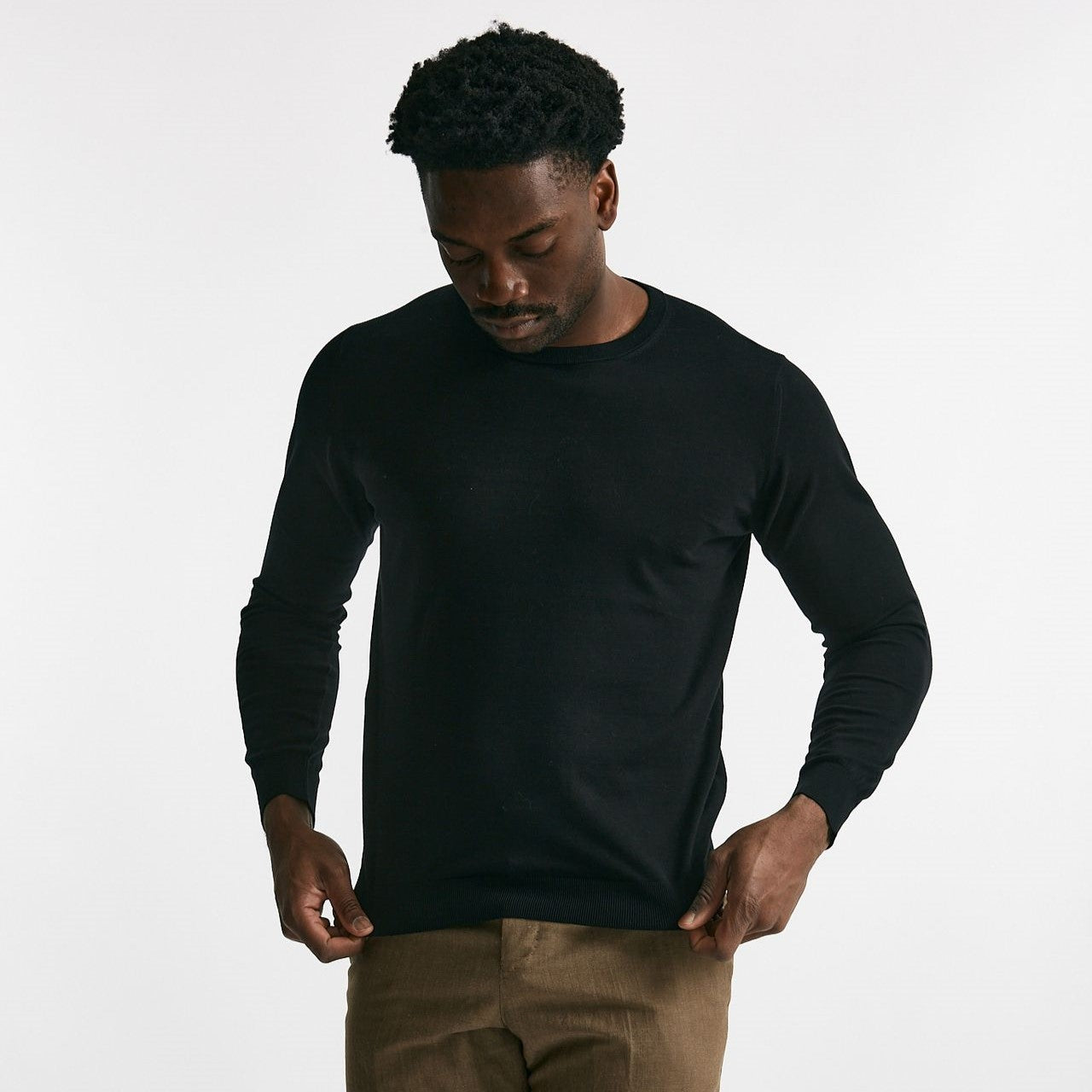 maglia in cotone girocollo nero men Drumohr - 7