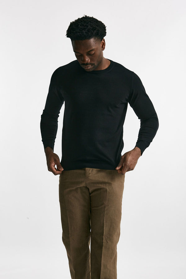 maglia in cotone girocollo nero men Drumohr