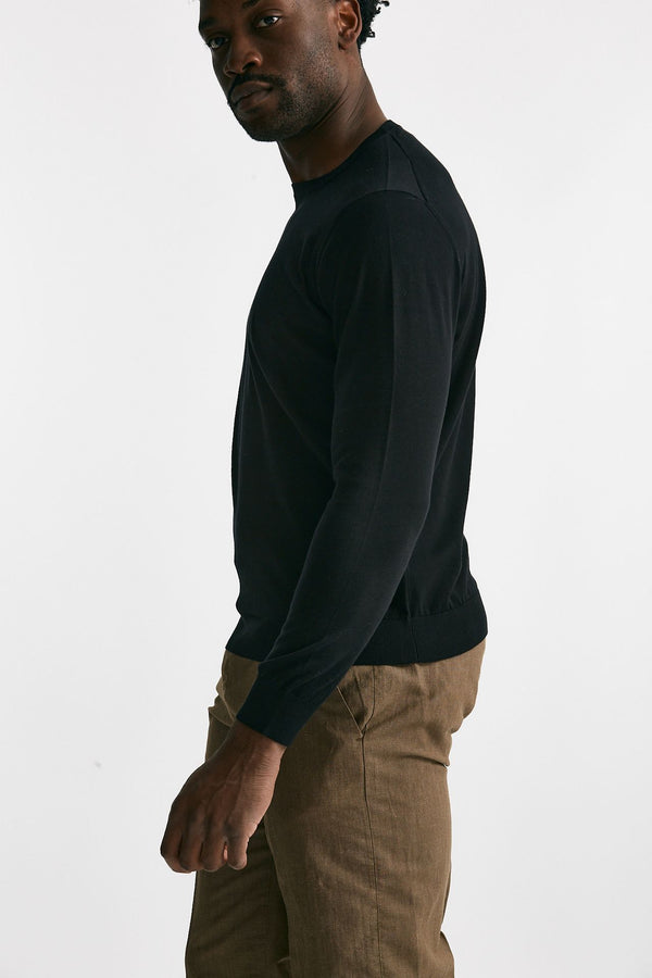 maglia in cotone girocollo nero men Drumohr