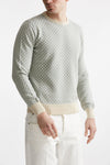 maglia in cotone e lino fantasia panna e azzurro men Drumohr - 4