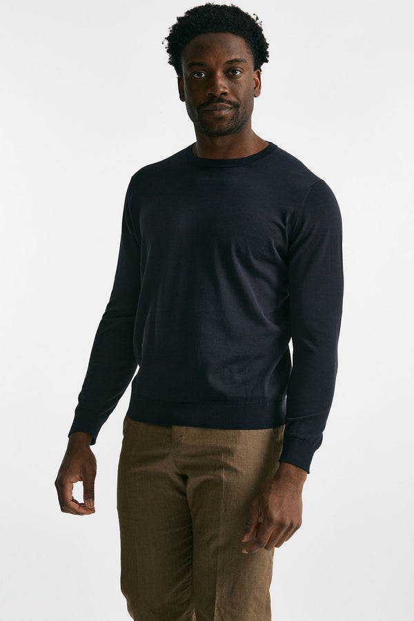 maglia in cotone girocollo blu men Drumohr
