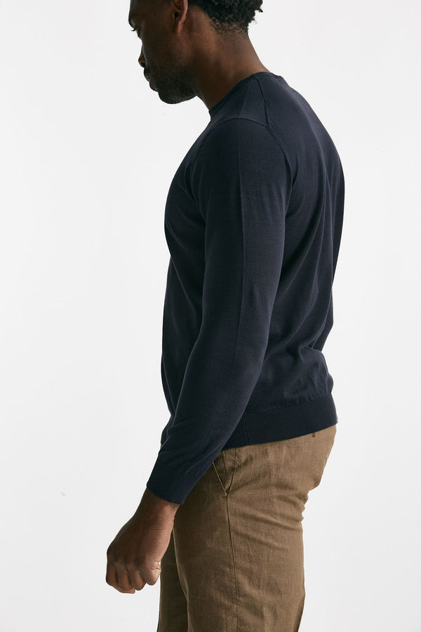 maglia in cotone girocollo blu men Drumohr