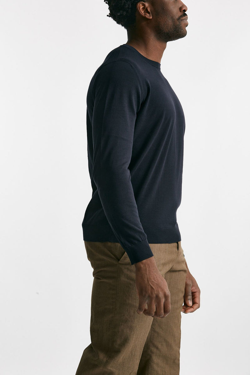 maglia in cotone girocollo blu men Drumohr - 4