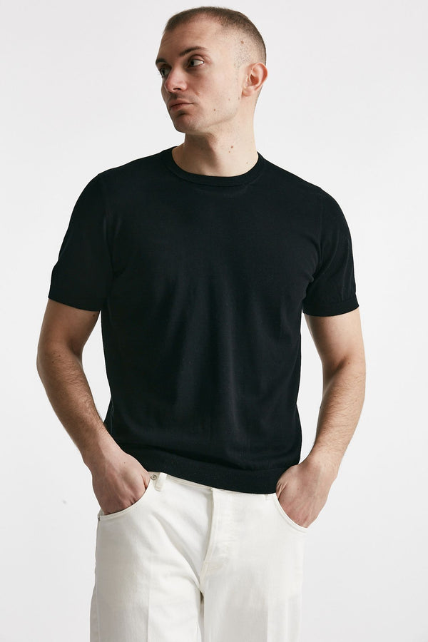t shirt in cotone maglia nero men Drumohr