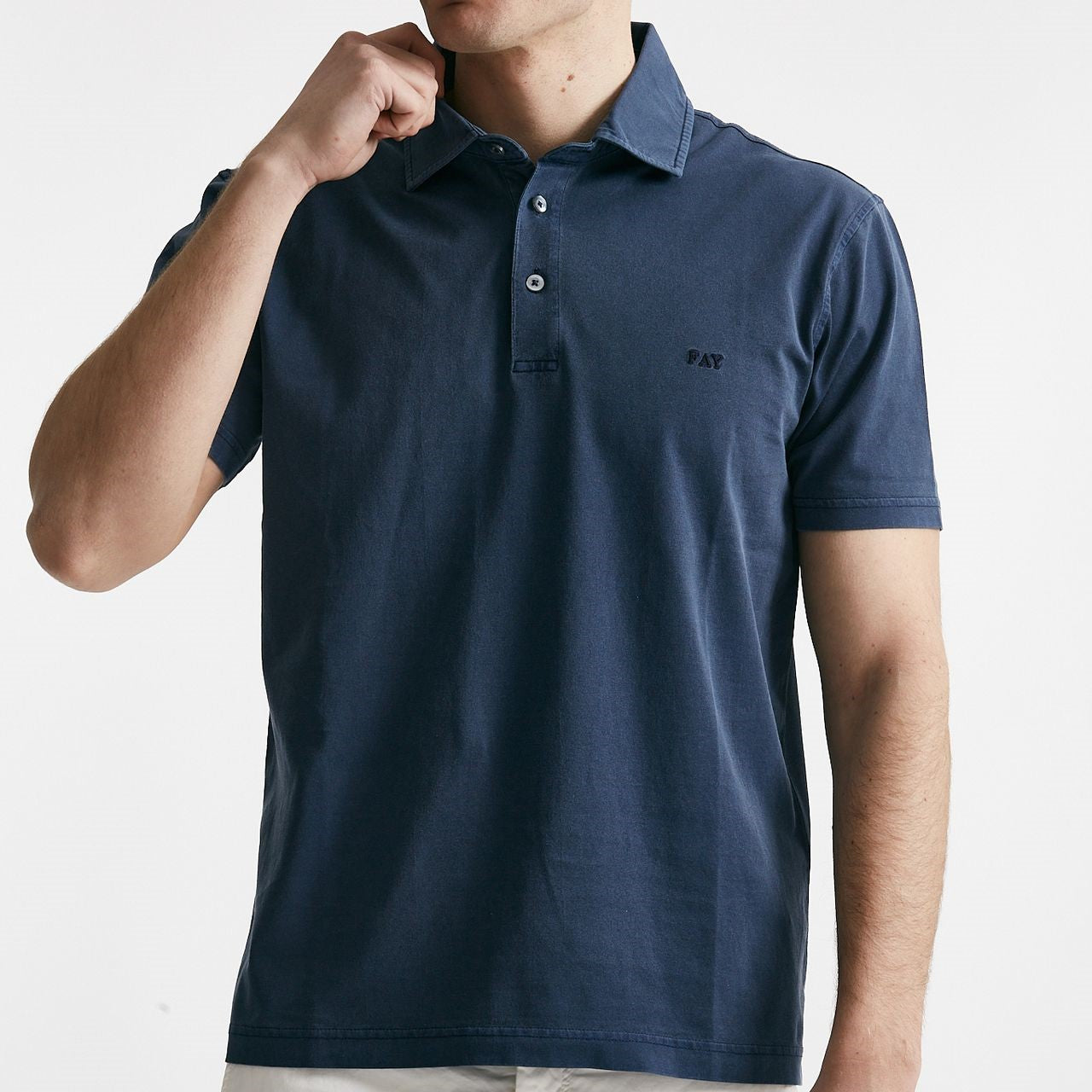 polo in cotone lavato blu men Fay - 6