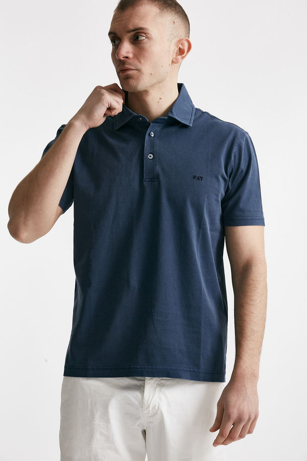 polo in cotone lavato blu men Fay