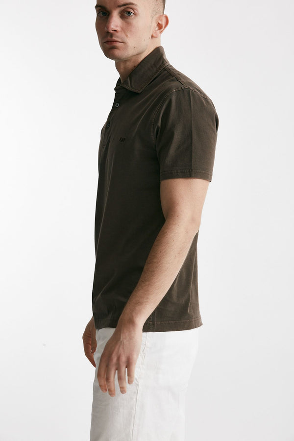 polo in cotone lavato marrone men Fay