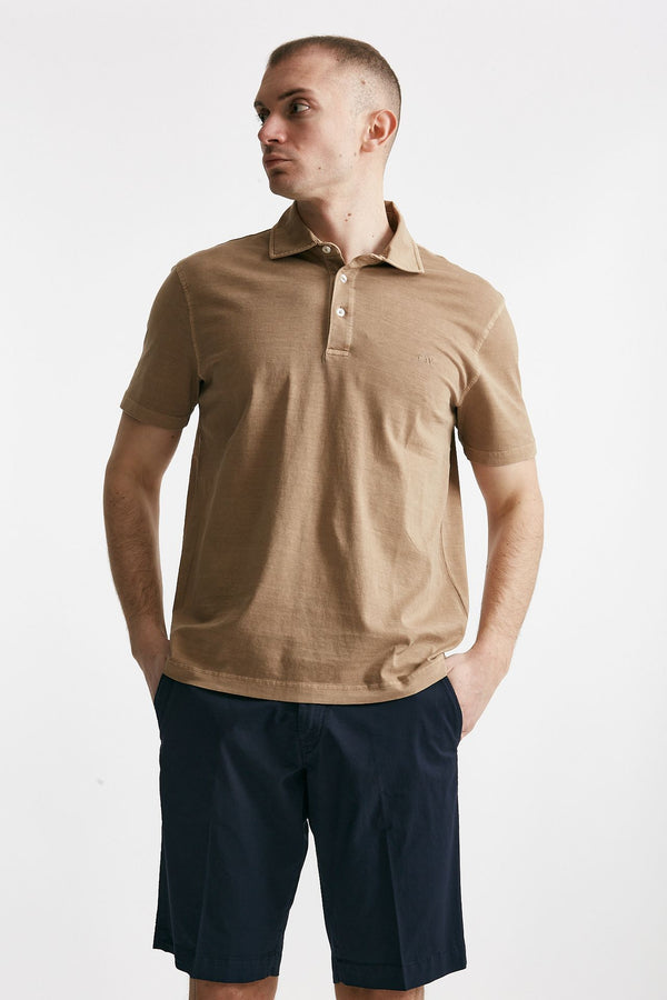 polo in cotone lavato cammello men Fay