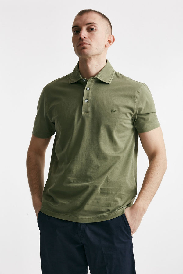 polo in cotone lavato verde men Fay
