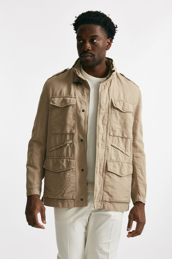 field jacket in cotone e lino lavato beige men Fay