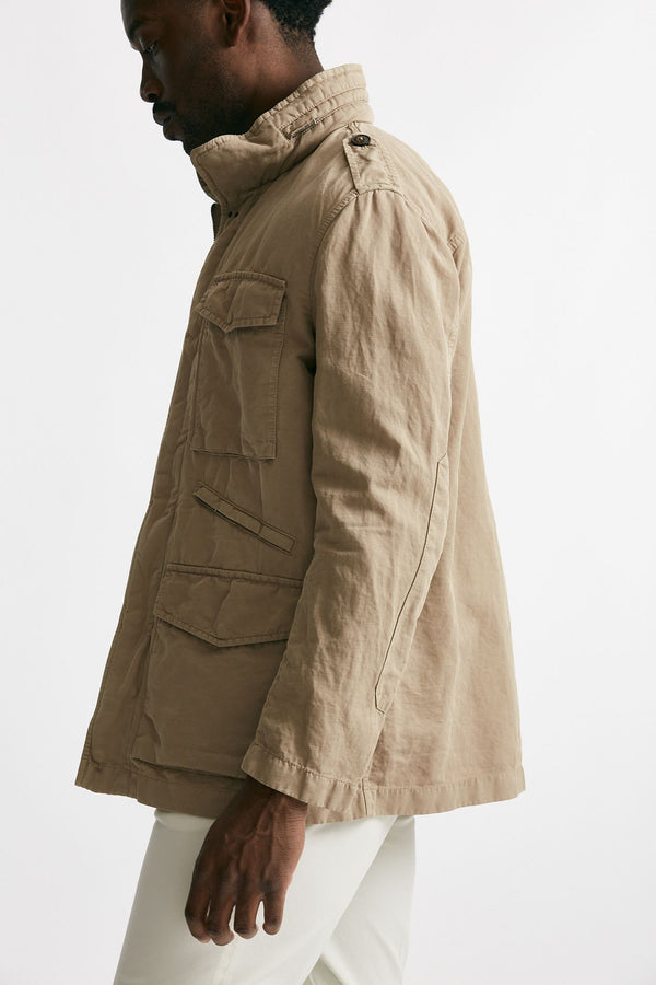 field jacket in cotone e lino lavato beige men Fay
