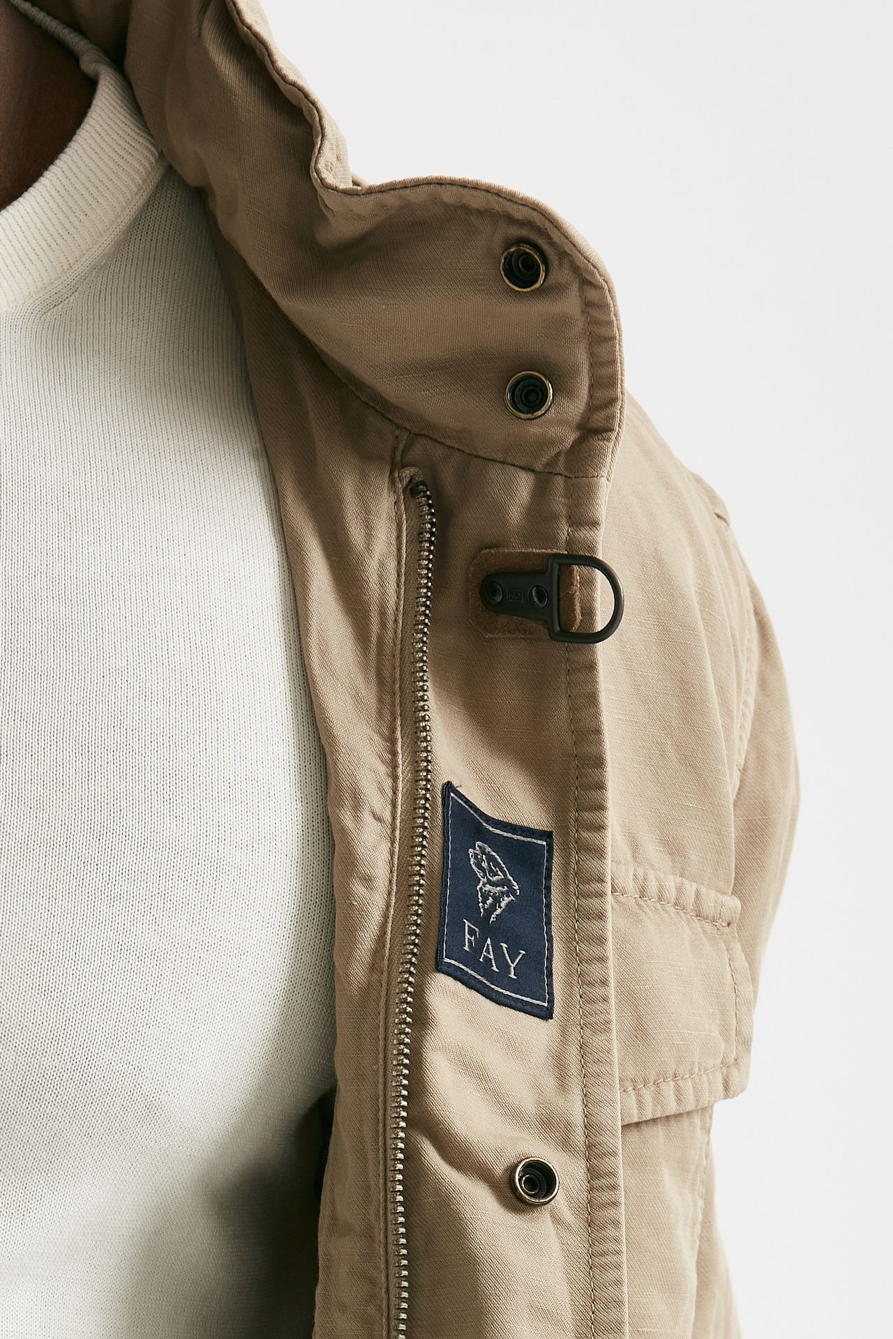 field jacket in cotone e lino lavato beige men Fay - 11