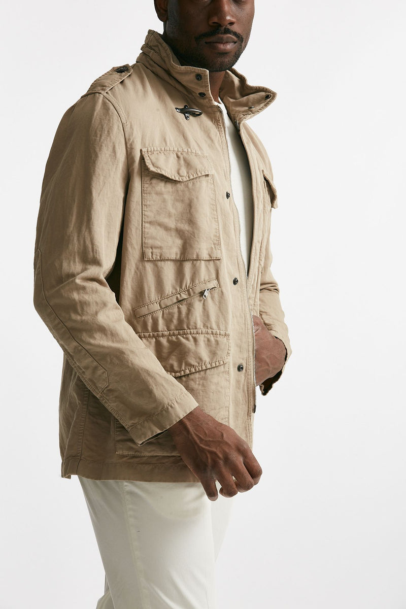 field jacket in cotone e lino lavato beige men Fay - 4