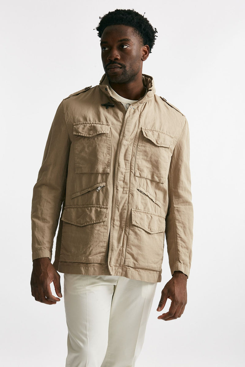field jacket in cotone e lino lavato beige men Fay - 5