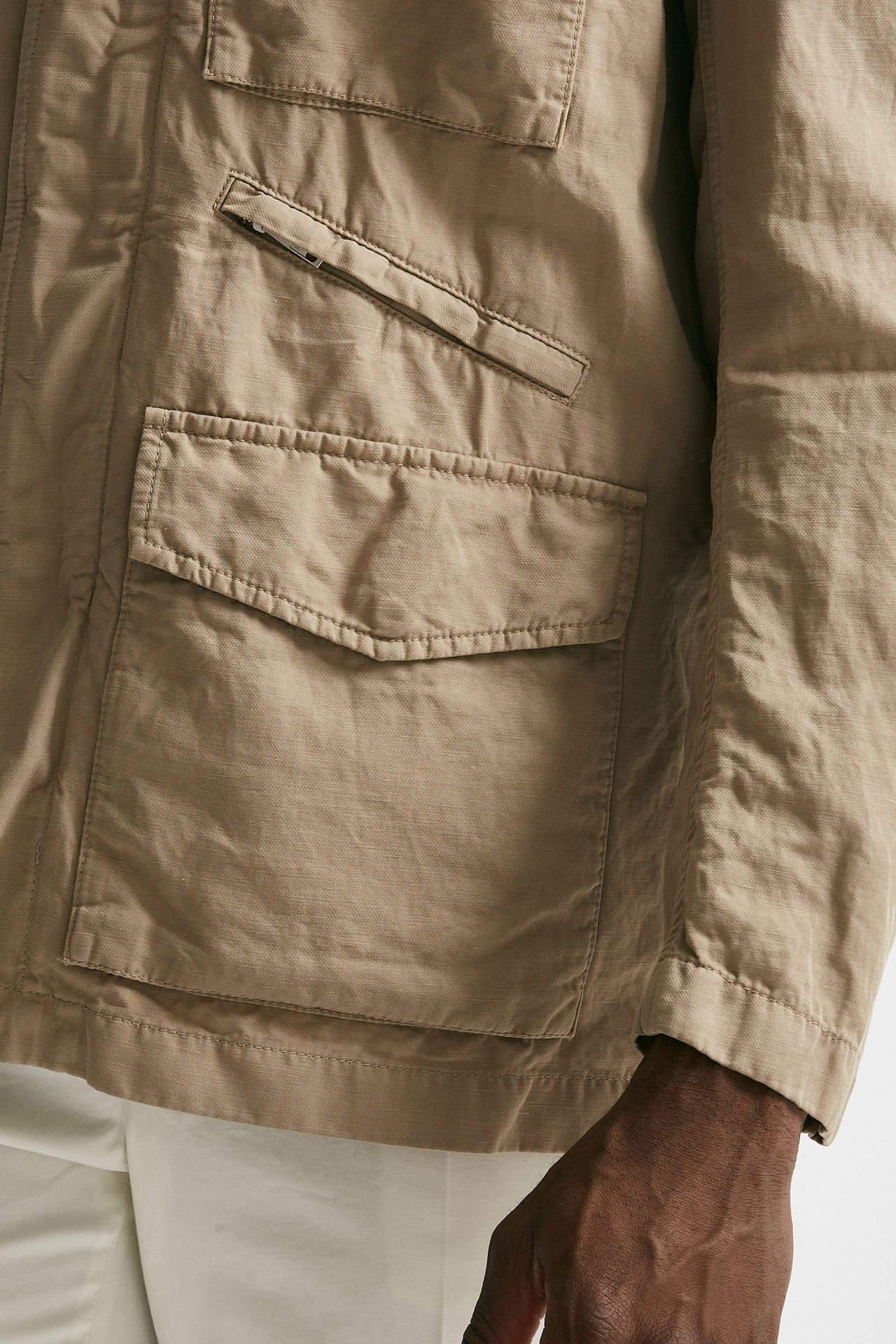 field jacket in cotone e lino lavato beige men Fay - 10