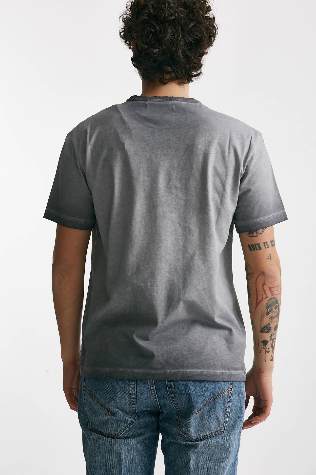 t-shirt in cotone grigio old men Grifoni - 4
