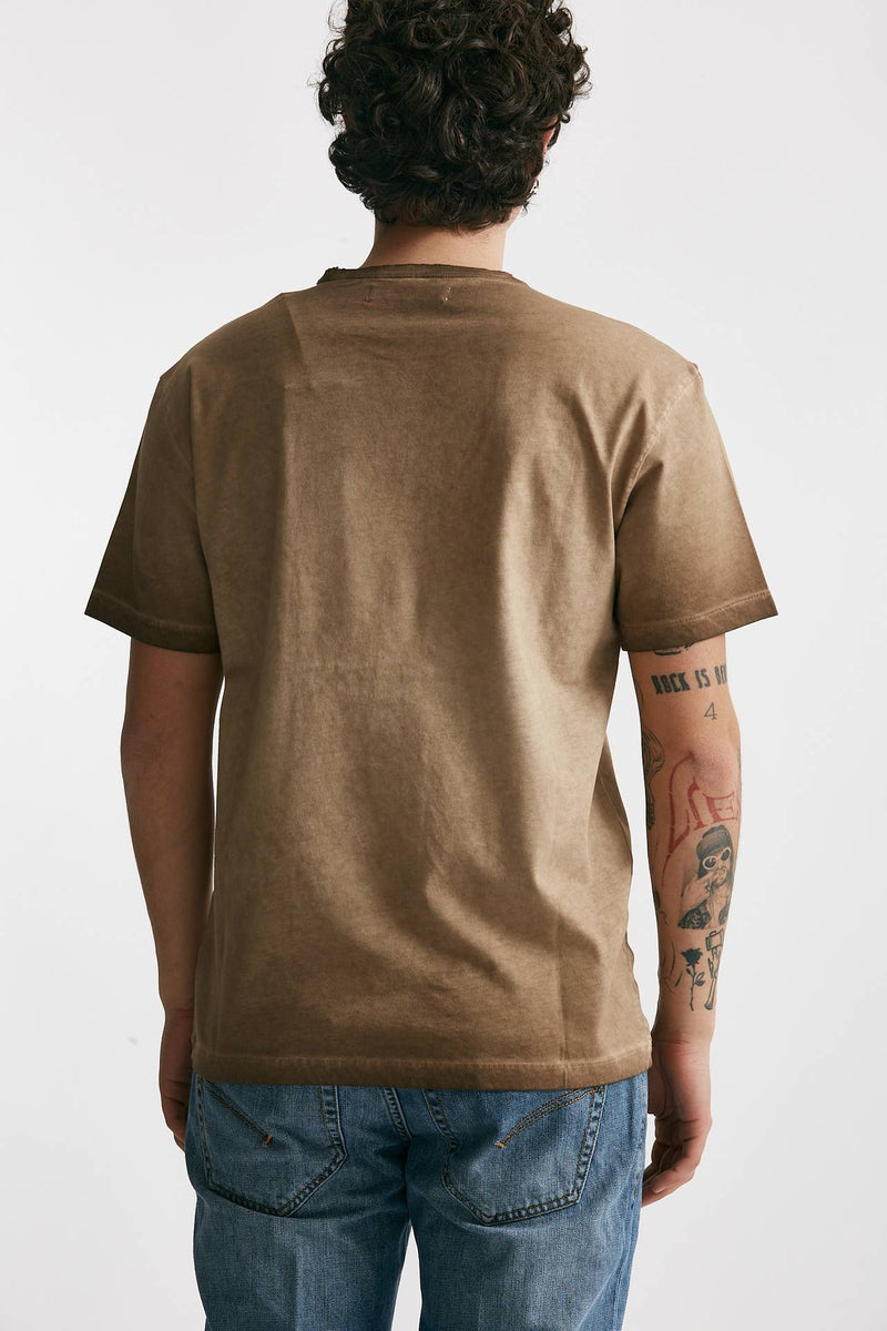 t-shirt in cotone cammello old men Grifoni - 4