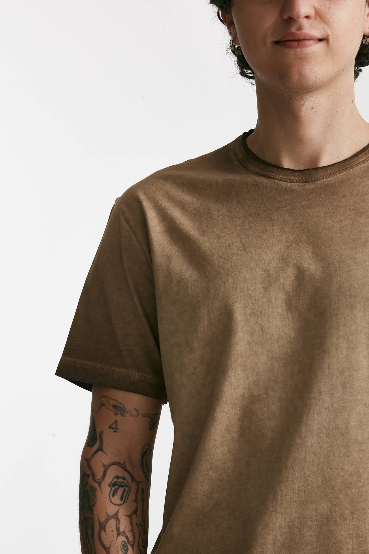 t-shirt in cotone cammello old men Grifoni - 5