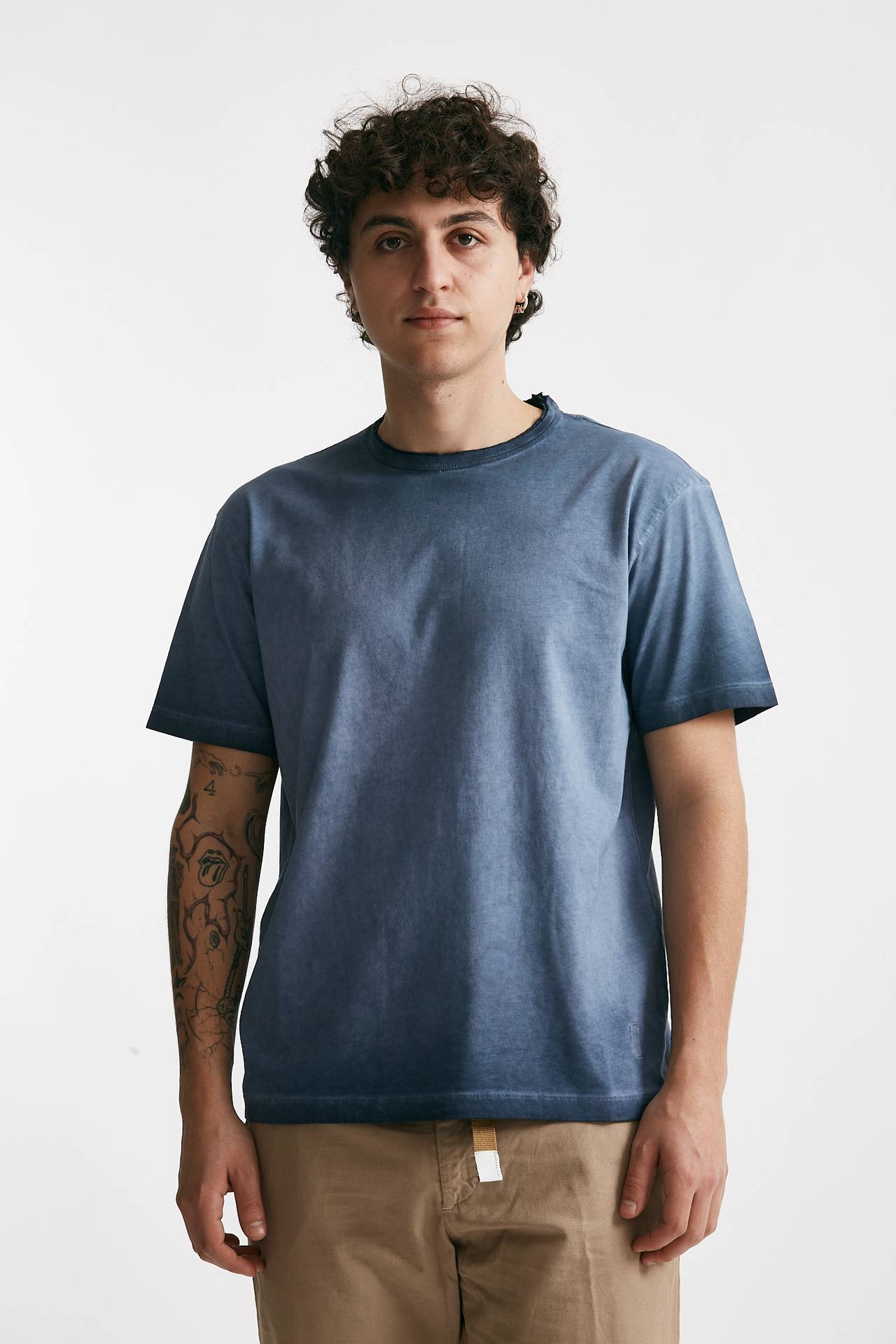 t-shirt in cotone blu old men Grifoni - 1