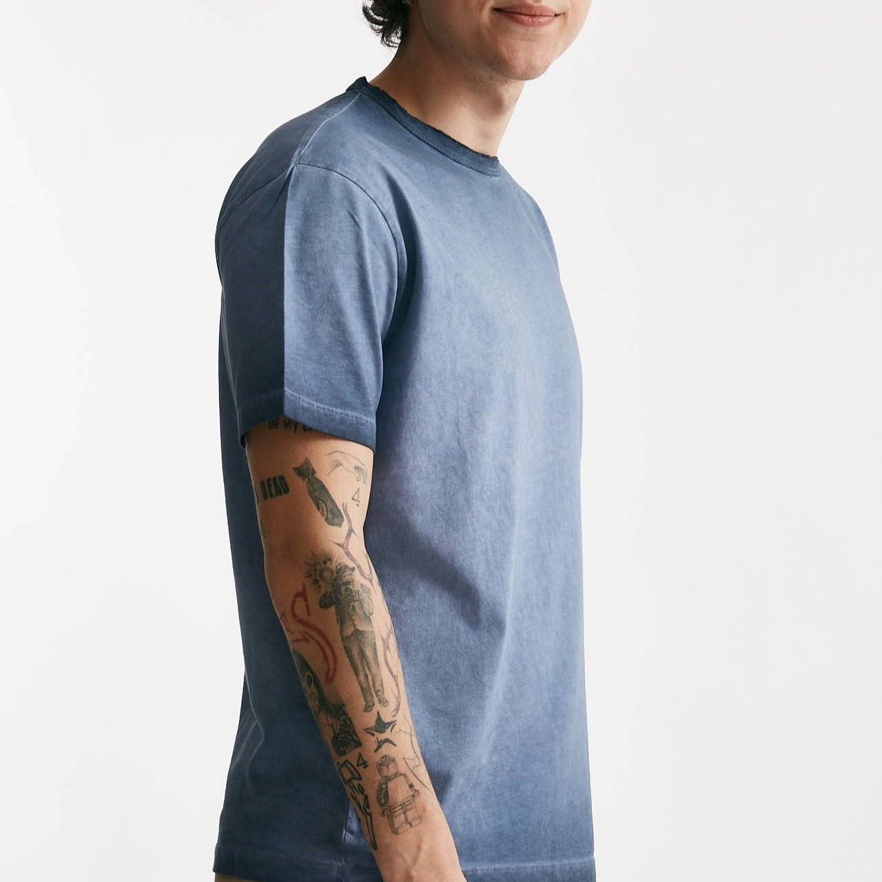 t-shirt in cotone blu old men Grifoni - 6