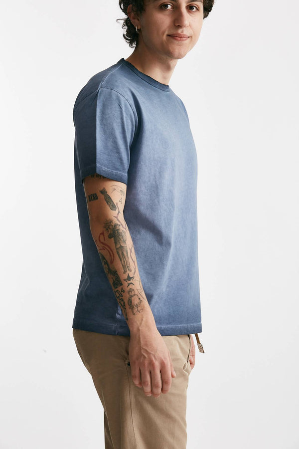 t-shirt in cotone blu old men Grifoni