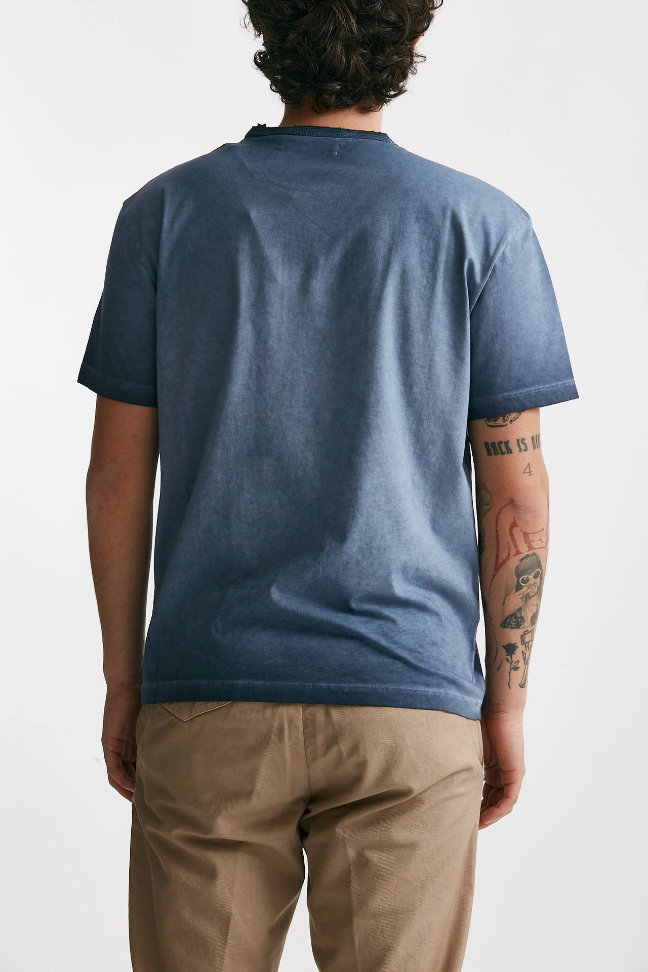 t-shirt in cotone blu old men Grifoni - 3