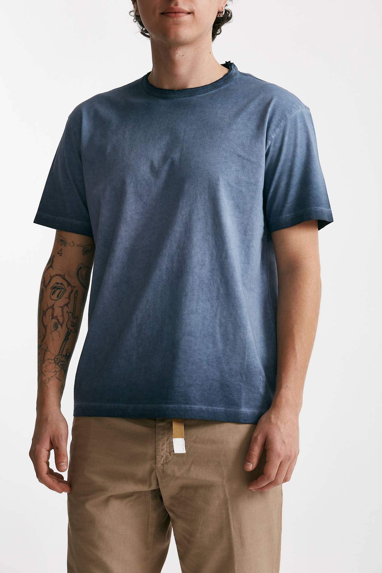 t-shirt in cotone blu old men Grifoni - 4