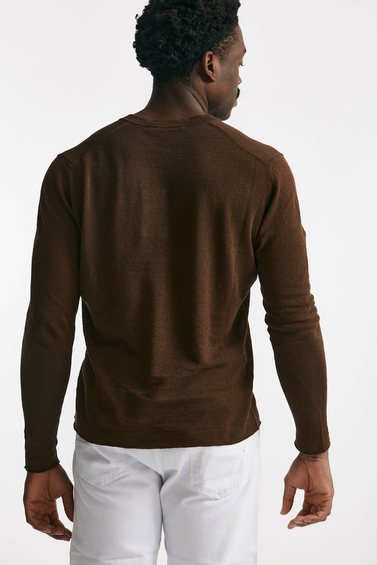 maglia scollo v in lino e cotone tabacco men Grifoni - 3