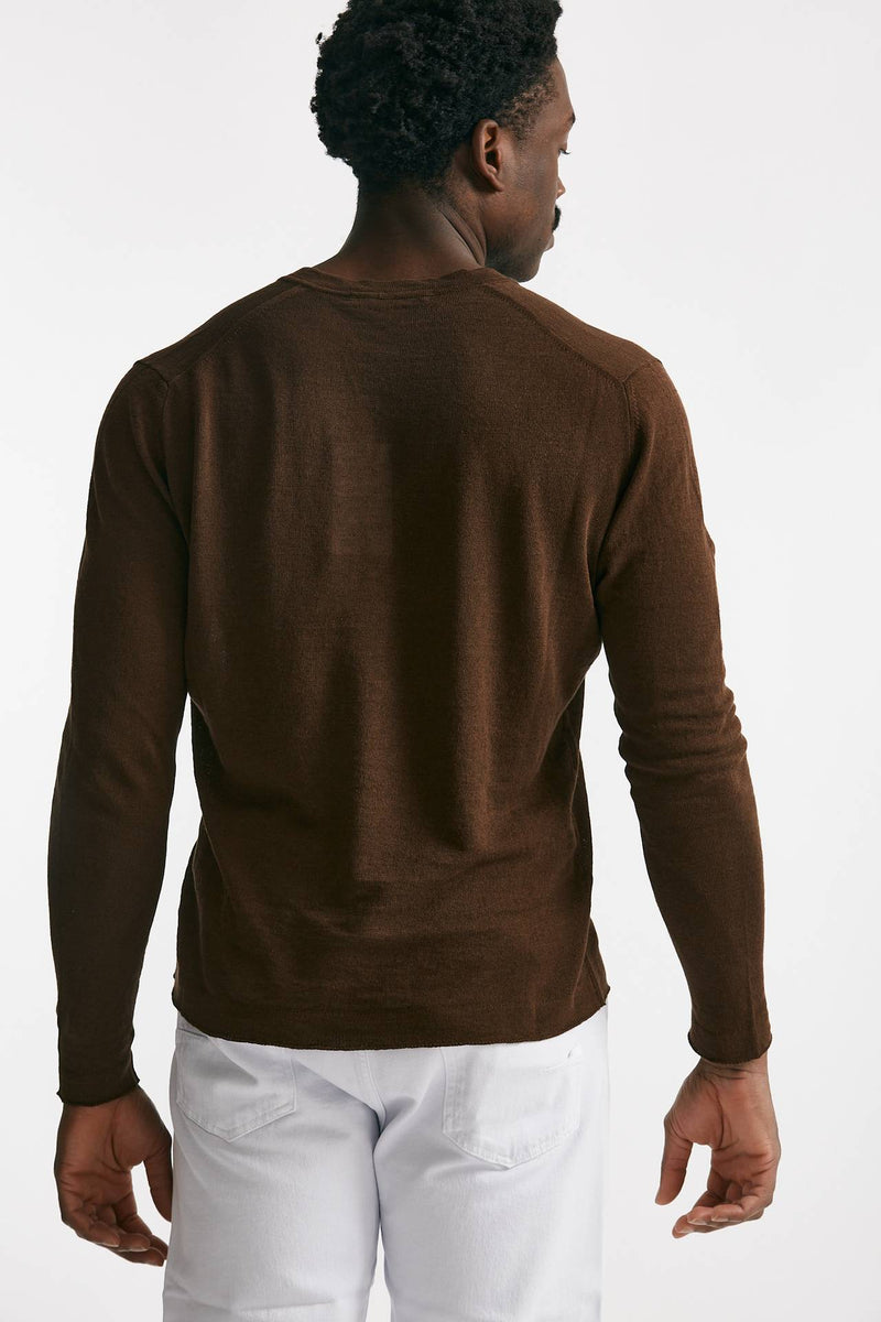 maglia scollo v in lino e cotone tabacco men Grifoni - 3